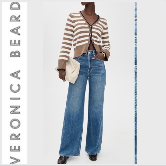 Veronica Beard Taylor Relaxed Wide Leg Jeans high rise - Picture 1 of 13